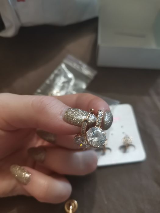 Серьги кулон  сережки медицинское золото