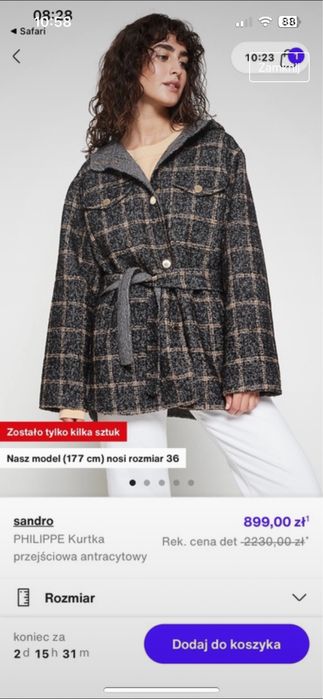 Sliczna kurtka płaszcz Sandro r 34 welna Nowy styl Marant