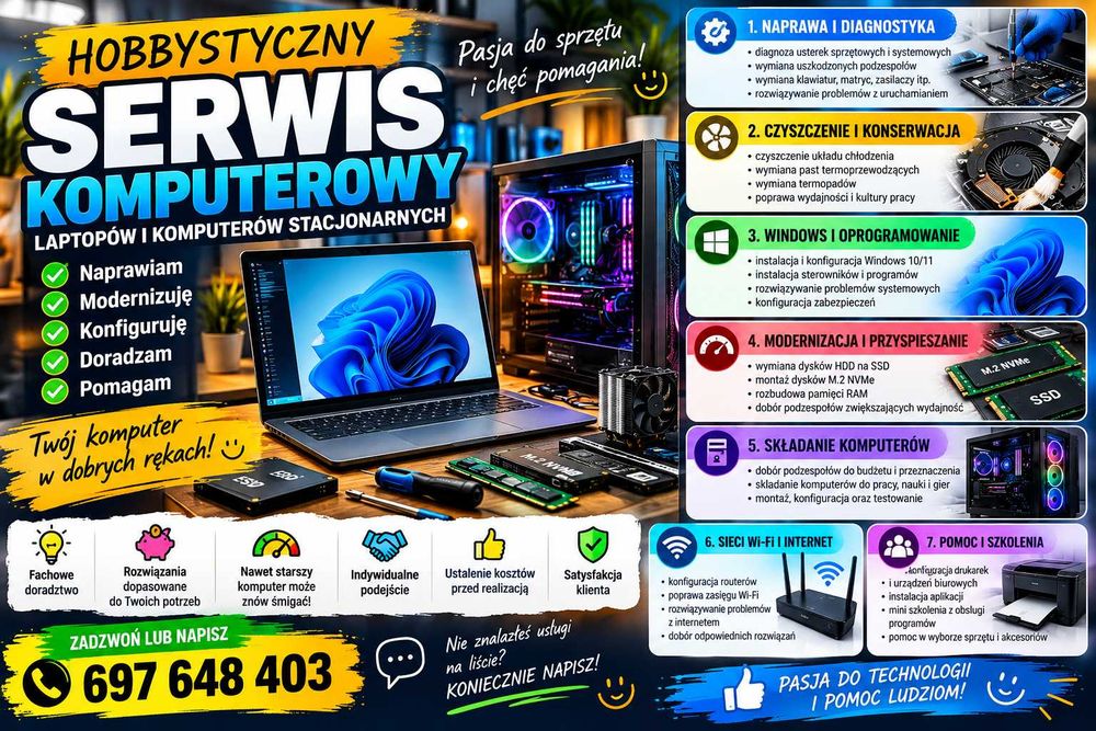Serwis komputerowy i laptopów | Naprawa, Windows, SSD, Wi-Fi