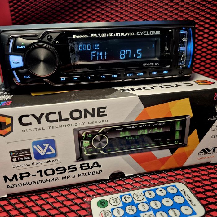 Автомагнітола 1Din Cyclone MP-1095 BA Bluetooth Multicolor