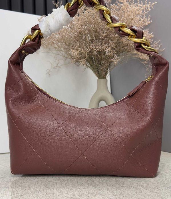 Сумка Chanel Hobo Бордова шкіряна / Женская бордовая сумка Шанель