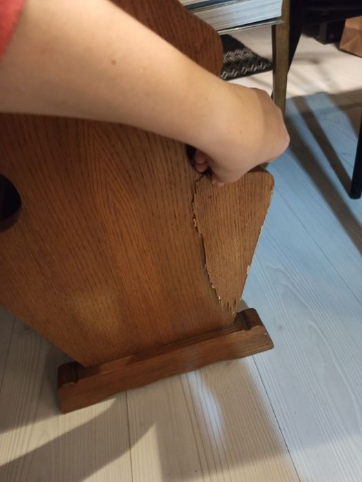 Gazetownik, stolik, drewno, prl