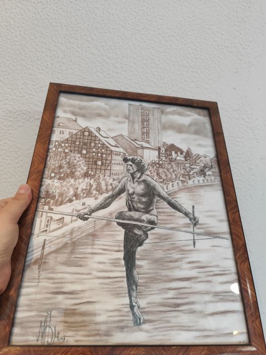 Obraz technika mieszana Bydgoszcz Olszewski vintage retro prl