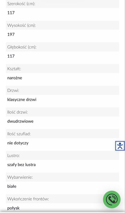 Szafa narożna Snow stan bd