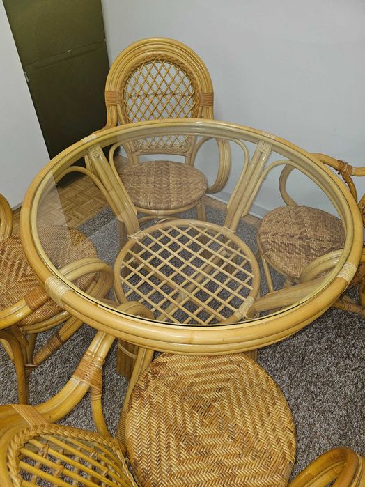 Stół + krzesła rattan