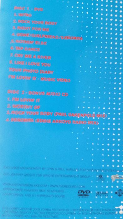 JUSTIN TIMBERLAKE - Live From London (2003 Zomba) dvd + cd