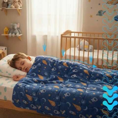 Сенсорна обтяжена дитяча ковдра 4кг 150x100 см темносиня Гравітаційна