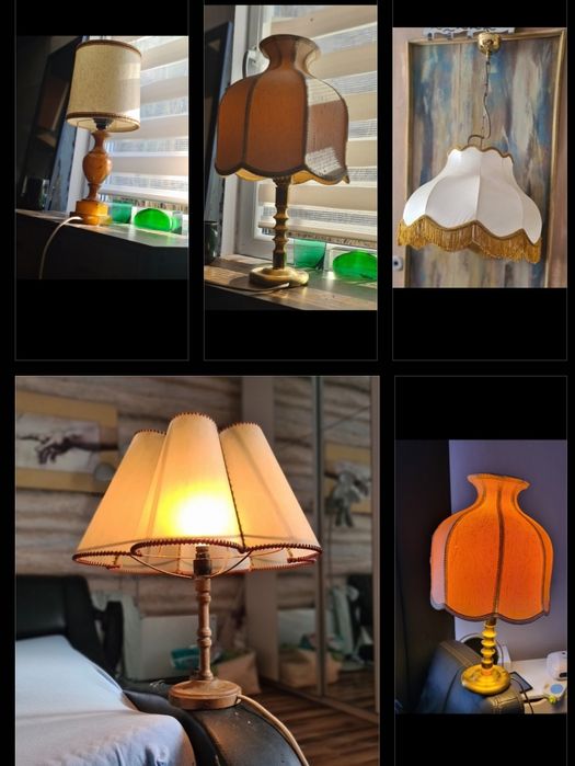 Stara Lampa, mosiądz,alabaster, skóra. Drewno