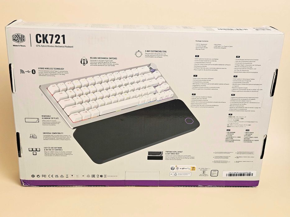 Бездротова механічна клавіатура Cooler Master CK721 RGB 65% Silver-Wht