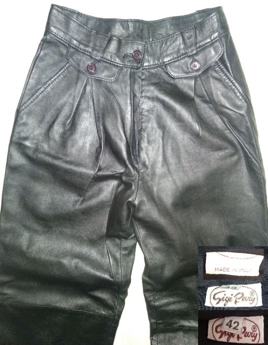 кожа gigi pary leather Italy штаны высокая посадка