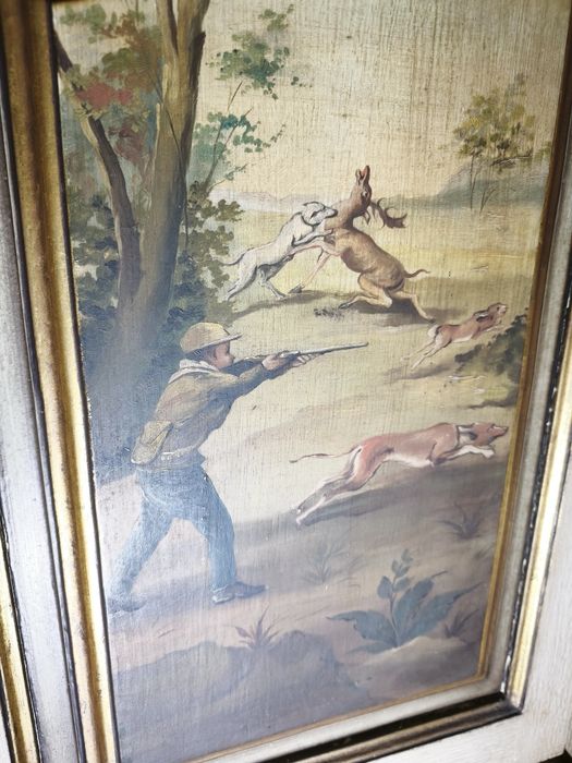 Móvel de Sala Vintage/Clássico com Pinturas à Mão (Cenas de caça)