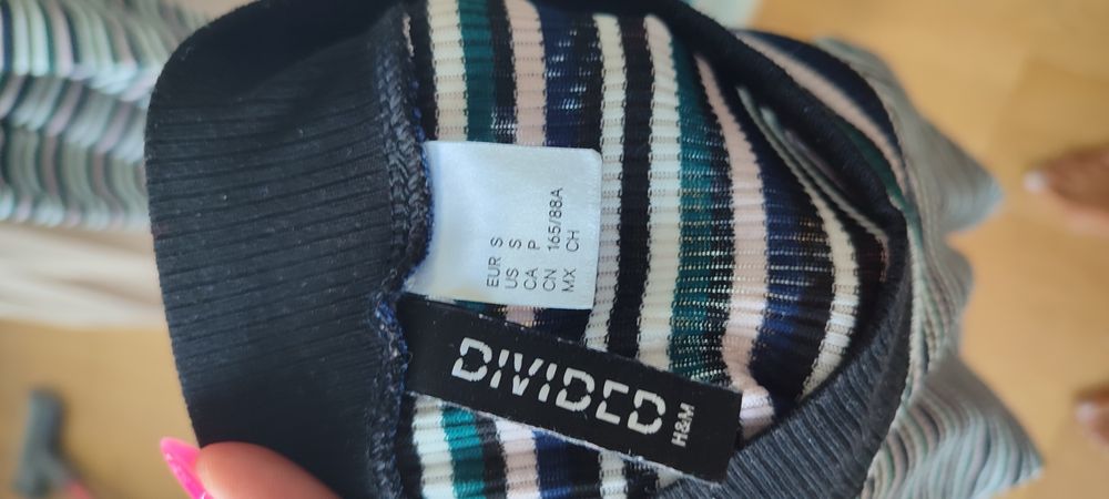 Koszulka bluzka pólgolf rozciągliwa S 36 w paski