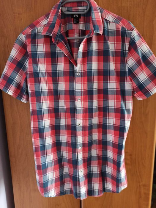 Koszula męska krótki rękaw w kratkę H&M r. M