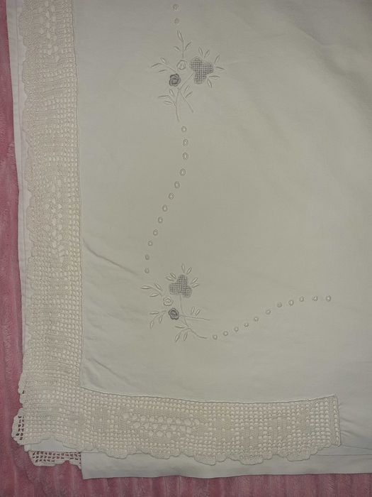 Lençol Antigo em Renda- Casal