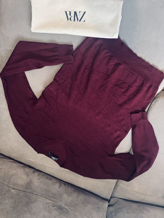 Piekny bordowy sweter damski rozm s premium wiskoza