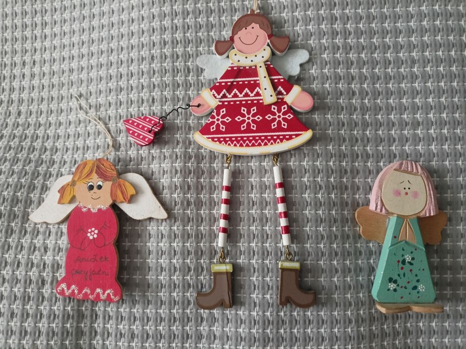 Aniołki  zawieszki rękodzieło 3 szt