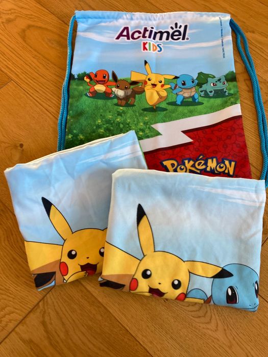 Pokémon dwa plecaki worki i dwa ręczniki
