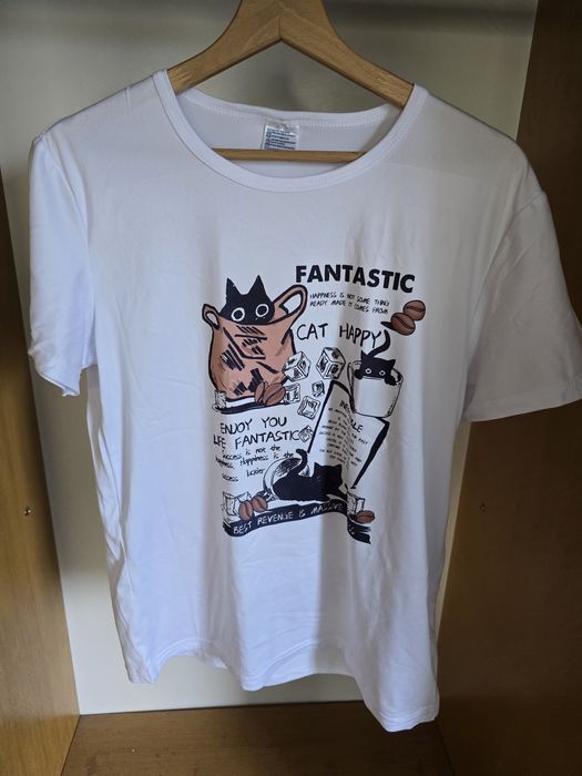 Cartoon Cat Tshirt Woman Happy