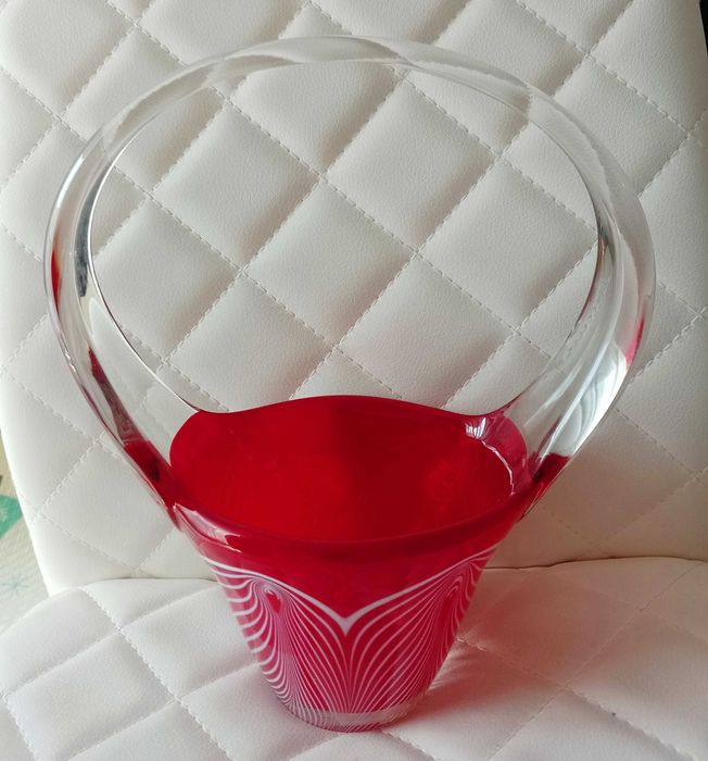 Szklany koszyczek wazon Niemen Brzozówka