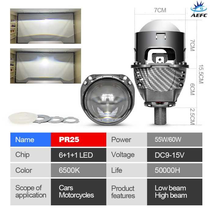 Bi LED Светодиодные двухчиповые Линзы 2.5 3.0 дюйма 12-24в Гарантия!