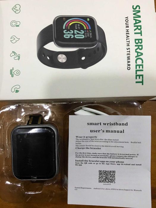 Relógio Inteligente Digital Preto e Bracelete Branca
