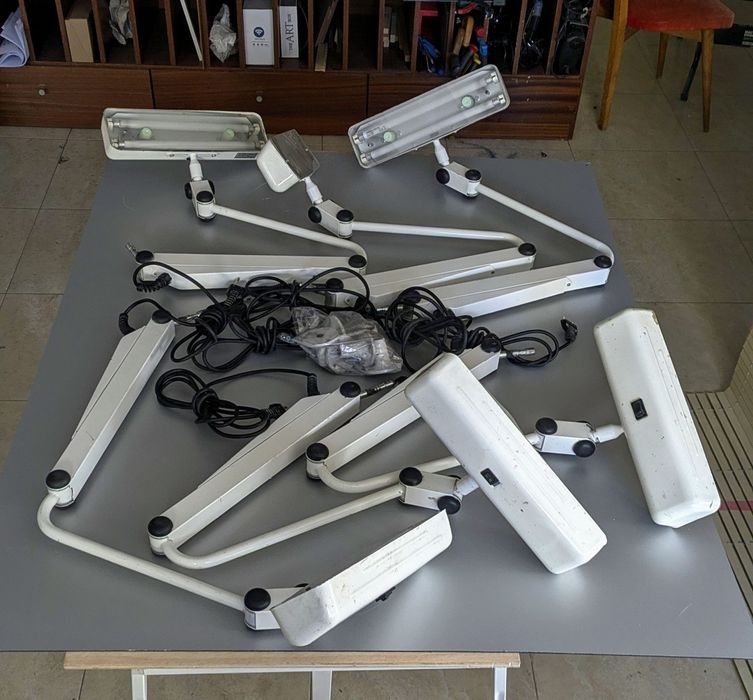 Lote de 6 Candeeiros Vintage Industriais de Estirador / Atelier