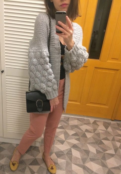Okazja! Nowy sweter bąble bubble szary rękawy bufiaste