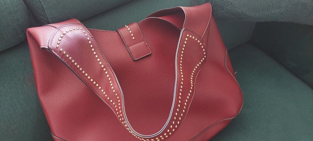 Torebka damska, na ramię, kolor bordo