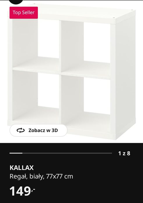 Kallax Ikea outlet 77×77 mały regał