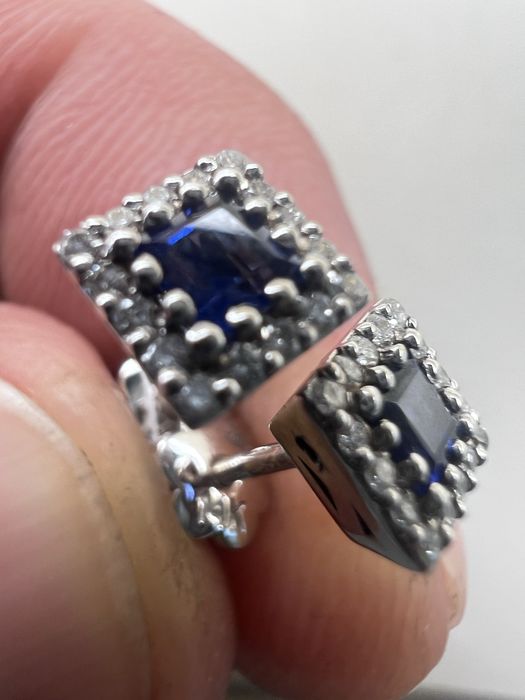 Золотые серьги с бриллиантами и сапфирами 585 пробы 0,54ct