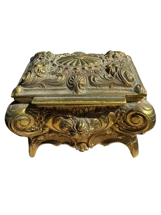 Caixa Antiga em Bronze Maciço - Estilo Barroco - Guarda-Jóias Vintage
