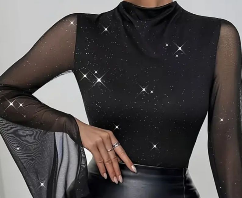 Czarna  piękna elegancka bluzka damska M