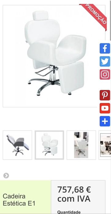 Cadeira estetica em otimo estado reclinavel