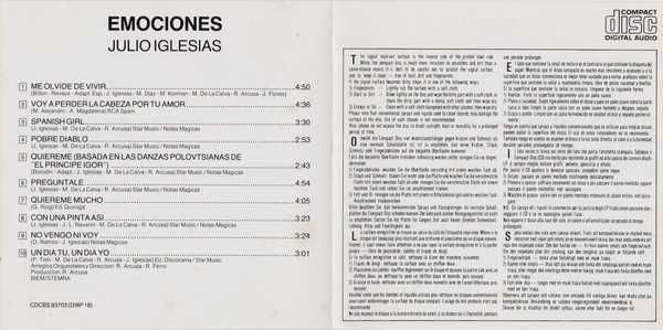 Julio Iglesias - Emociones - CD - como NOVO
