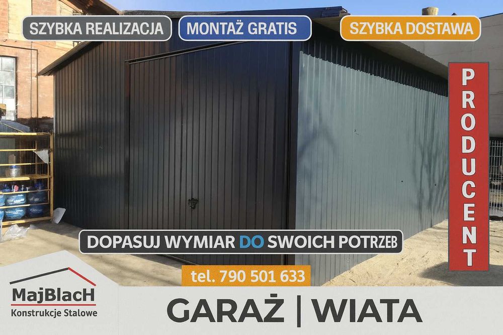 Garaż Blaszany Dwuspadowy/GRAFIT/Garaże Blaszane /Blaszak/ – Maj-Blach