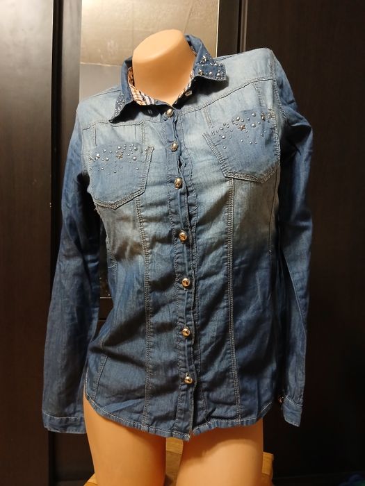 Jeansowa koszula Glostory Denim S ćwieki dżety bawełna