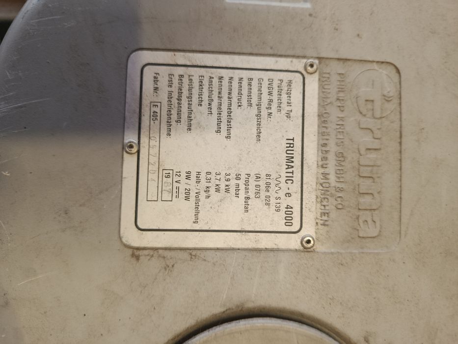 Aquecedor a gás Autocaravana  truma -E 4000