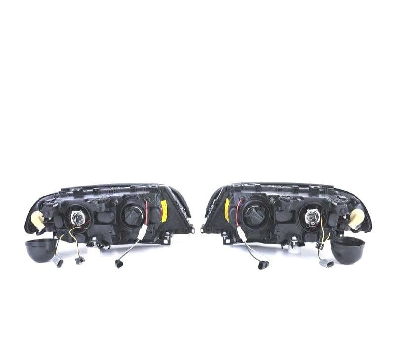 FARÓIS BMW E46 COUPE CABRIO 99-03 ANGEL EYES FUNDO PRETO