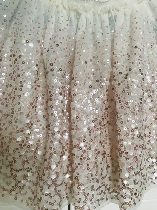 Zestaw - spódniczka z cekinami i bluzka w kwiatki, rozm. 134/140, H&M