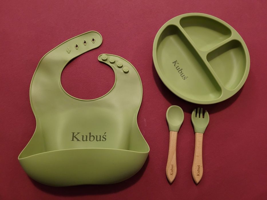 Silikonowynowy zestaw naczyń do karmienia niemowlaka