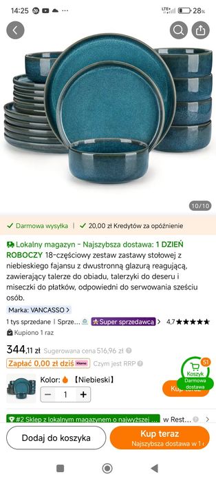 Nowa zastawa stołowa 18 części kamionkowa