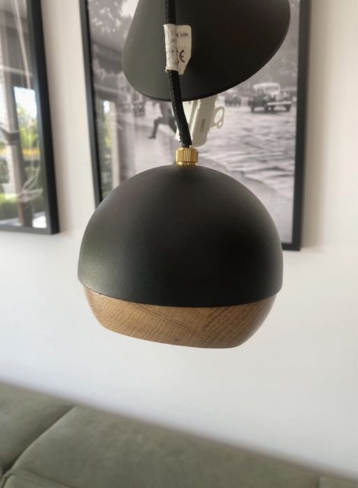 Westwing puekna lampa kula dąb metal loftowa