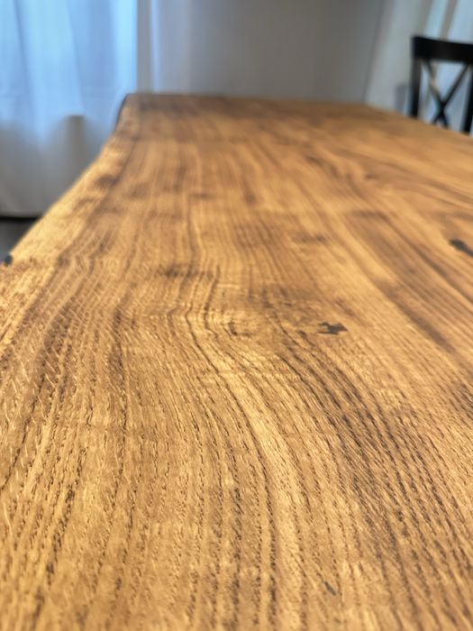 Stół dębowy loft 171 cm | Lity dąb | Live Edge | Ręcznie wykonany