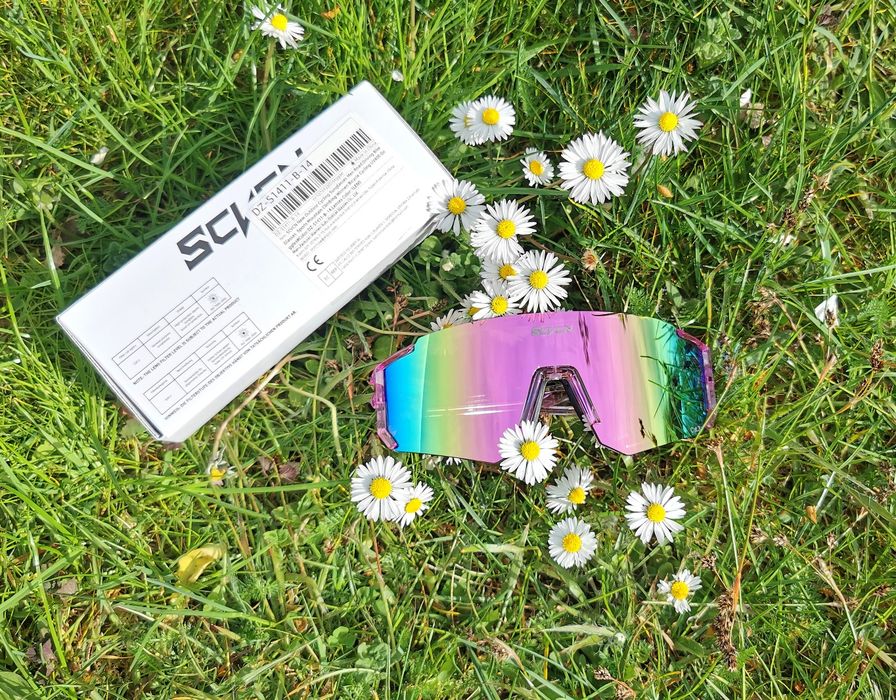 Różowe lustrzane sportowe okulary UV unisex