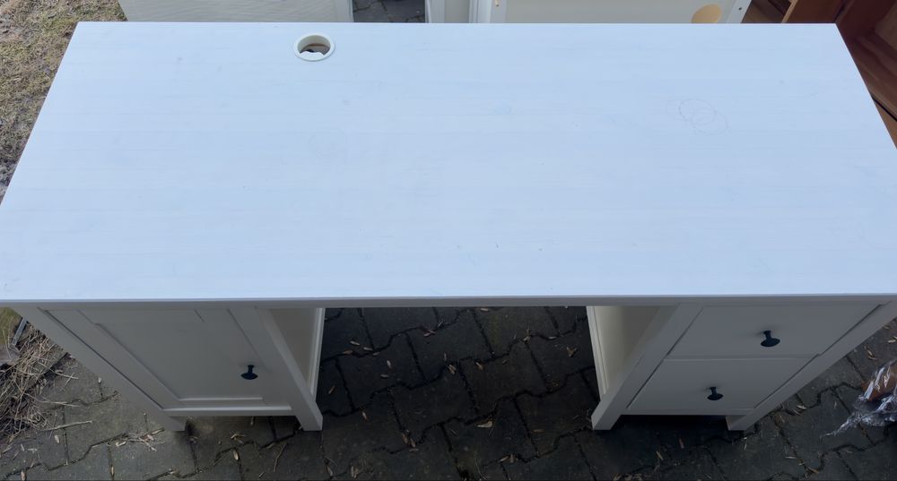 Biurko ikea hemnes lite drewno białe + Nadstawka + Dowóz Stan BDB