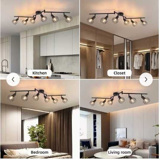 Foco de teto LED com 6 lâmpadas, Foco de teto E14. Novo, em embalagem