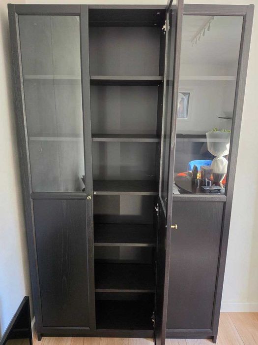 IKEA BILLY / OXBERG witryna 120x30x202 cm czarnobrązowa