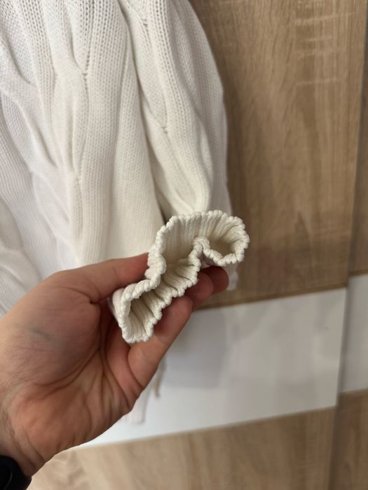 Sweter Polo Ralph Lauren S biały warkocz nowa kolekcja old money