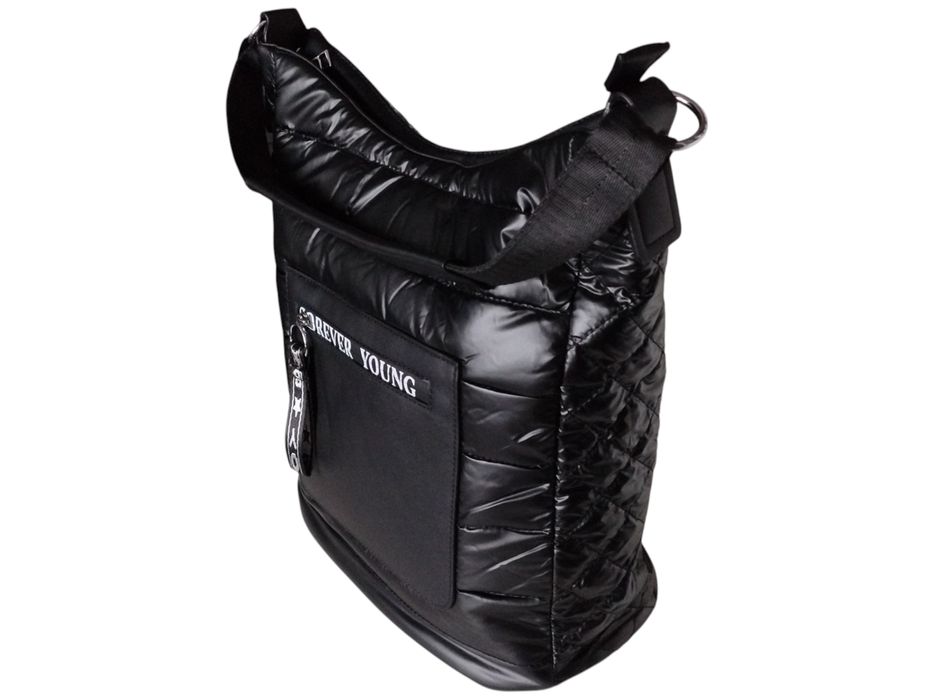 Czarna Torebka Damska Shopper na Ramię Miejska Pojemna 34x30x14 cm