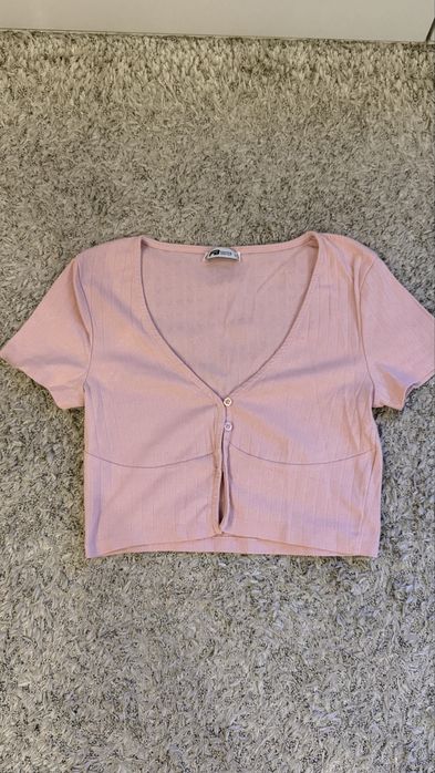Блакитні джинси Bershka / рожева кофта